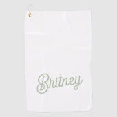 Serviette De Golf Monogramme et nom personnalisés de Sage Vert moder (Devant)