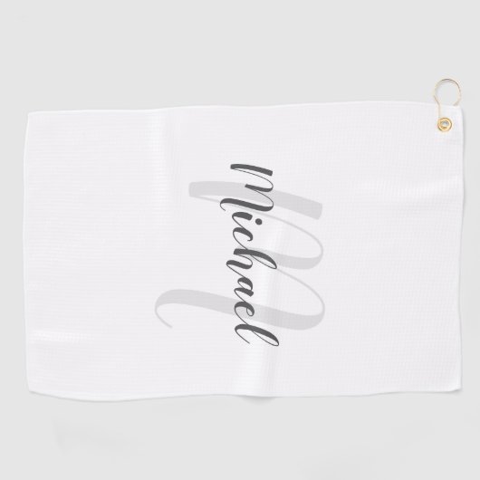 Serviette De Golf Monogramme et nom personnalisés de script moderne (Horizontal)