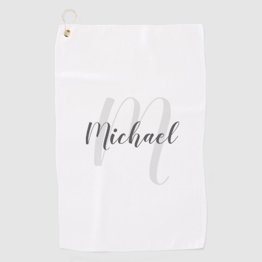 Serviette De Golf Monogramme et nom personnalisés de script moderne (Devant)