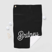 Serviette De Golf Monogramme et nom personnalisés en noir moderne (En situation)