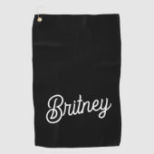 Serviette De Golf Monogramme et nom personnalisés en noir moderne (Devant)