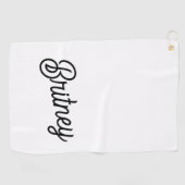 Serviette De Golf Monogramme et nom personnalisés en noir moderne (Horizontal)