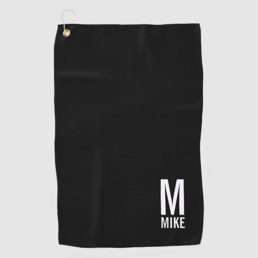 Serviette De Golf Monogramme et nom personnalisés modernes (Devant)