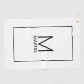 Serviette De Golf Monogramme et nom personnalisés modernes (Horizontal)
