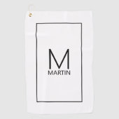 Serviette De Golf Monogramme et nom personnalisés modernes (Devant)