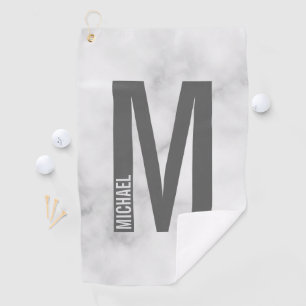 Serviette De Golf Monogramme et nom personnalisés modernes