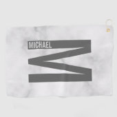 Serviette De Golf Monogramme et nom personnalisés modernes (Horizontal)