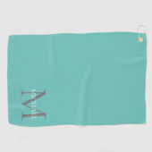 Serviette De Golf Monogramme et nom personnalisés Ocean Light Turquo (Horizontal)