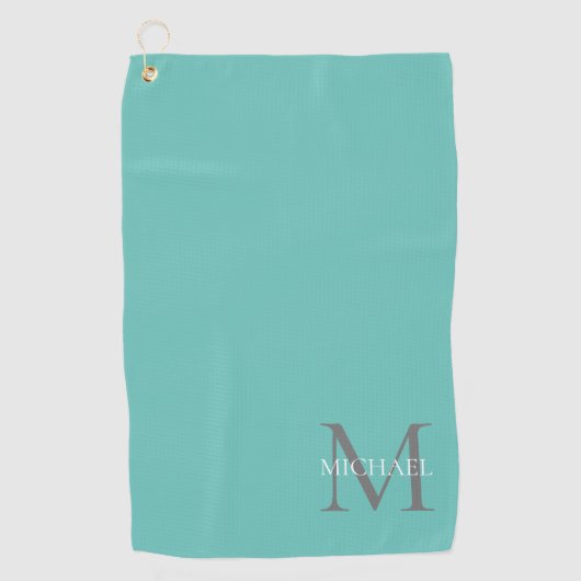 Serviette De Golf Monogramme et nom personnalisés Ocean Light Turquo (Devant)