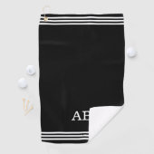 Serviette De Golf Monogramme et trois bandes sur noir (En situation)