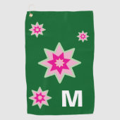 Serviette De Golf Monogramme Fantaisie Rose Vert Nénuphars (Devant)