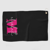 Serviette De Golf Monogramme féminin moderne personnalisé (Horizontal)