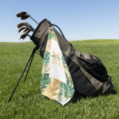 Serviette De Golf Monogramme Feuille Tropical Vert Or Moderne (Vert)