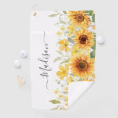 Serviette De Golf Monogramme Fleur Jaune Tournesol Floral Botanique (En situation)