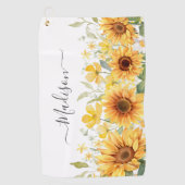 Serviette De Golf Monogramme Fleur Jaune Tournesol Floral Botanique (Devant)