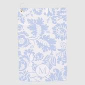Serviette De Golf Monogramme floral bleu élégant (Devant)