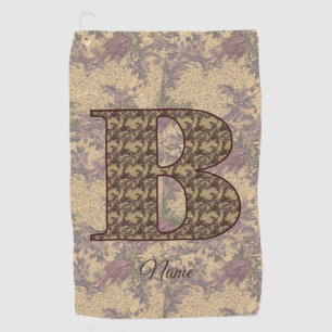 Serviette De Golf Monogramme floral initial B Élégant Personnalisé