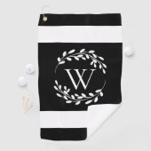 Serviette De Golf Monogramme floral noir et blanc (En situation)