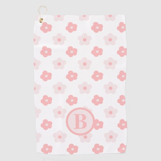 Serviette De Golf Monogramme Floral rose blanc Personnalisé (Devant)