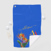 Serviette De Golf Monogramme Floral Vibrant Moderne (En situation)