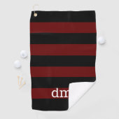 Serviette De Golf Monogramme framboise et bande noire (En situation)