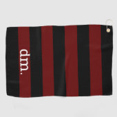 Serviette De Golf Monogramme framboise et bande noire (Horizontal)