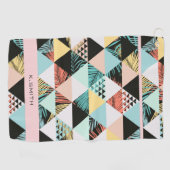 Serviette De Golf Monogramme Fusion géométrique et tropicale moderne (Horizontal)