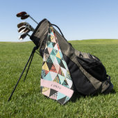 Serviette De Golf Monogramme Fusion géométrique et tropicale moderne (Vert)