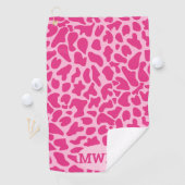 Serviette De Golf Monogramme girafe peau rose motif (En situation)