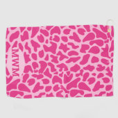 Serviette De Golf Monogramme girafe peau rose motif (Horizontal)