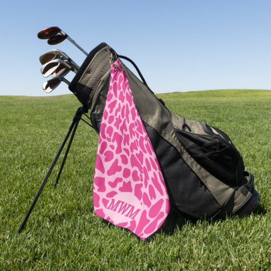 Serviette De Golf Monogramme girafe peau rose motif (Vert)