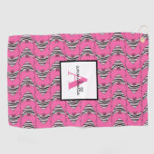 Serviette De Golf Monogramme Girly rose Motif de poisson personnalis (Horizontal)