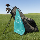 Serviette De Golf Monogramme glamme bleu turquoise (Vert)