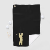 Serviette De Golf Monogramme Gold Golfer sur Black (En situation)