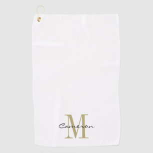 Serviette De Golf Monogramme Gold Initial et nom personnalisé