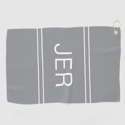 Serviette De Golf Monogramme Golfer Sports Moderne Professional Grey (Horizontal)