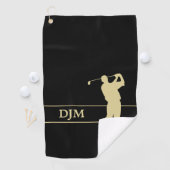 Serviette De Golf Monogramme Golfeur Silhouette Or (En situation)