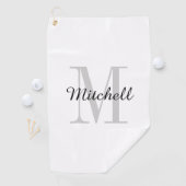 Serviette De Golf Monogramme gris initial et nom personnalisé (En situation)