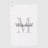 Serviette De Golf Monogramme gris initial et nom personnalisé (Devant)