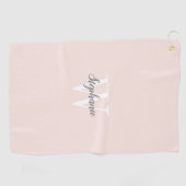 Serviette De Golf Monogramme gris rose pâle personnalisé (Horizontal)
