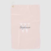 Serviette De Golf Monogramme gris rose pâle personnalisé (Devant)