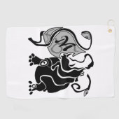 Serviette De Golf Monogramme Hippo en colère (Horizontal)