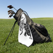 Serviette De Golf Monogramme Hippo en colère (Vert)