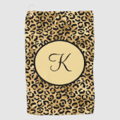 Serviette De Golf Monogramme Imprimé léopard noir et or Imprimé guép (Devant)
