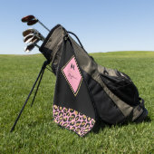 Serviette De Golf Monogramme Imprimé Léopard Rose & Or | Bloc de Cou (Vert)