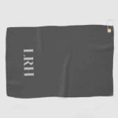 Serviette De Golf Monogramme initial classique moderne gris noir (Horizontal)