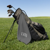 Serviette De Golf Monogramme initial classique moderne gris noir (Vert)