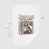 Serviette De Golf Monogramme initial de Jésus Foi Monogramme initial (En situation)