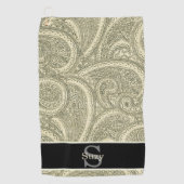 Serviette De Golf Monogramme initial de la marguerite noire et blanc (Devant)