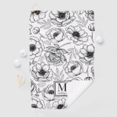 Serviette De Golf Monogramme Initial Floral (En situation)